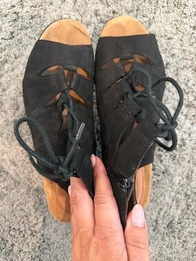 Rockport Black Lace-Up Open-Toe Comfort Sandals